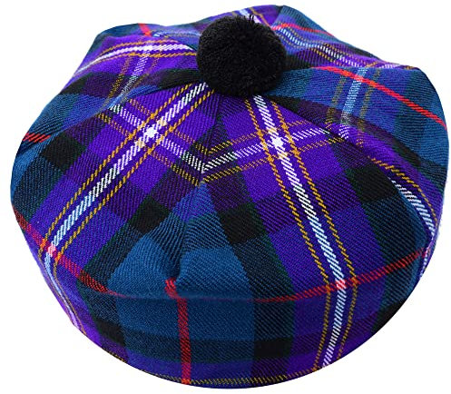 Scottish Traditional Tam o' Shatner Acryl Wolle Tammy Hut Pom Pom One Size Various Tartans Barett Balmoral Flat Kilt Bonnet Jimmy Hats Flat Cap, Freimaurer-Tartan., L/XL