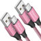 etguuds [2Pack 1M] Cable USB C, Cable Cargador USB Tipo C Carga Rapida y Sincronización Nylon Trenzado para Samsung Galaxy S23 S22 S21 S20 S10 S9 A20E A50 A51 A54 (Rosado)