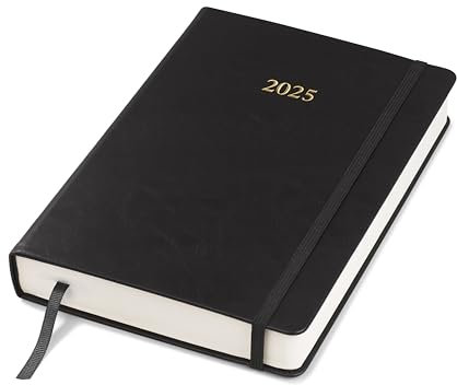 Wykeham's Executive 2025 Tagesbuch Journal mit einer Seite pro Tag (Schwarz, A5)