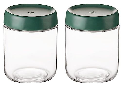 Eidoct 2-Pack 15.8oz Glass Jar with Screw Lid Leakproof Overnight Oats Container, Yogurt Jars, Oatmeal Salad Jars, for Cereals Milk Fruit Condiment Dressing(2-Pack 450ml Green)