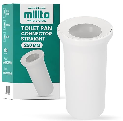 Millto Raccordo di collegamento per WC, 250 mm, tubo di collegamento, per sistemi di drenaggio, tubo di collegamento
