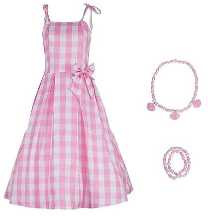 BARBIE01 Robe de costume de carnaval rose pour femme fille