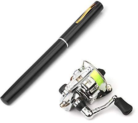 Pen Fishing Rod,KOCAN Taschen-zusammenklappbare Angelruten-Rollen-Kombi-Mini-Stift-Angelrute-Set,Teleskop-Angelrute,Spinnrolle-Kombi-Set