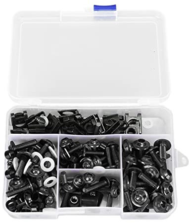177Pcs/Kit Bulloni Carenatura Moto, M5 M6 Viti Parabrezza Moto Elementi di Fissaggio Bulloni Carenatura Kit Clip Dado per La Maggior Parte delle Moto(Nero)