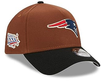 New Era New England Patriots NFL Harvest Superbowl XXXVI Brown Black 9Forty A-Frame Snapback Cap - One-Size