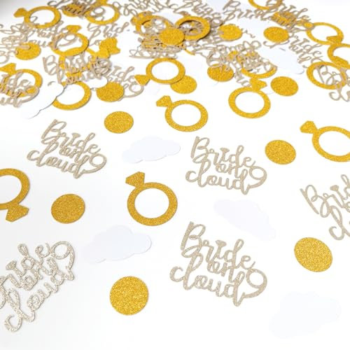 Glitzer Hochzeit Zeremonie Werfen Konfetti - Braut auf Wolke 9, Wolke, Ring und Runde Konfetti für Verlobung, Hochzeit Party Dekorationen