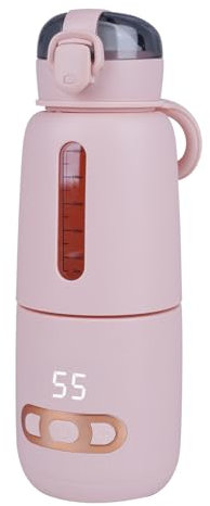 Chauffe Biberon Rapide Chauffe Biberon Portable USB Charger Bouteille en Verre 300 ml Temperature Adjustable 37 °C- 55 °C batterie 15000mAh Puissance 90 W (rose)