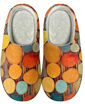 Kuiaobaty Hausschuhe mit Tier-Blumen für Damen, Panda, Mops, Katze, Schmetterling, warme Hausschuhe für den Innenbereich, rutschfest, weiche Sohle, Farbe Baum Ring, 37/38 EU