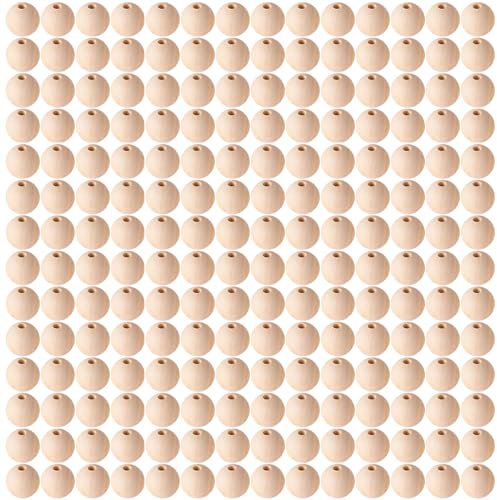 200 Stück Holzperlen 10mm Mit Loch,Holzkugeln 10mm Mit Loch Natur,Holzkugeln zum Basteln,Holz Perlen,Wooden Beads,Holzperlen Groß,für Dekorationen, Armbändern,DIY(200,10mm)