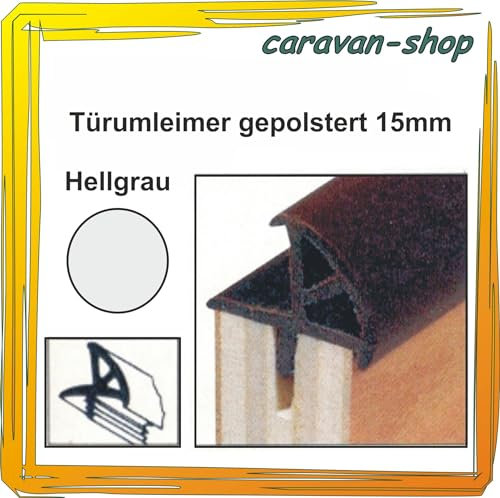 Tür-Umleimer gepolstert 15 mm in Hellgrau Möbel-bau Ausbau Wohnmobil Selbstbau Kantenschutz