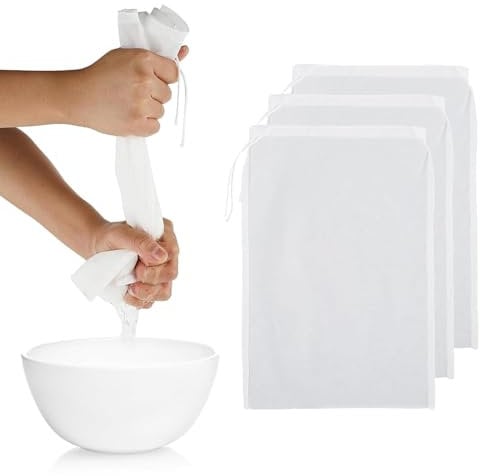 IUFDGHN Nut Milk Bag, 3PCS 200 Mesh Fine Mesh Straining Bag Cotton Cheesecloth Bags for Straining Strainer Reusable for Filtering Cold Brew Milk Almond Soy Milk (20x30cm)