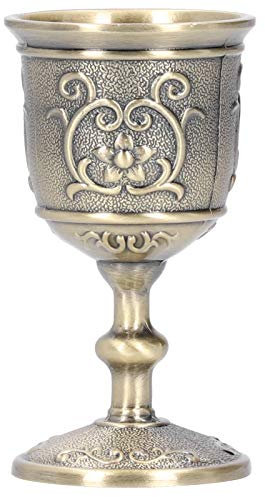 BYERZ Copa de bronce, copa de vino, copas de vino, vasos, decoración de mesa de bronce vintage, adornos artesanales (pequeño)