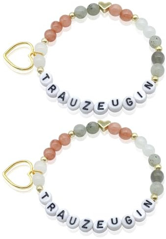SwirlColor Trauzeugin Armband, 2 Stück Handgefertigt Stretch Armbänder mit Perlen Trauzeugin Geschenk von Braut für Hochzeit Schmuck