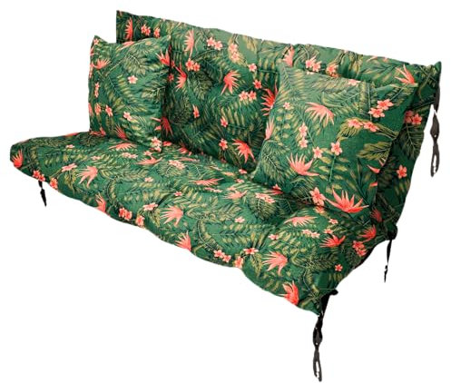 Filippo Sitzauflagen Gartenmöbel 140 x 55 x 55 cm Monstera Blatt - Kissen Hollywoodschaukel Beständig Gegen Schimmel – Handgefertigt Polster für Hollywoodschaukel mit Befestigungsschnüre