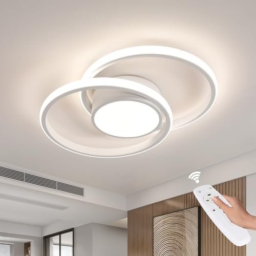 DELIPOP 40W 3980LM Plafoniera LED Soffitto Dimmerabile con Telecomando 3000K-6500K, Lampadario LED Soffitto Cerchio per Camera da letto Soggiorno Cucina Corridoio Ufficio Garage
