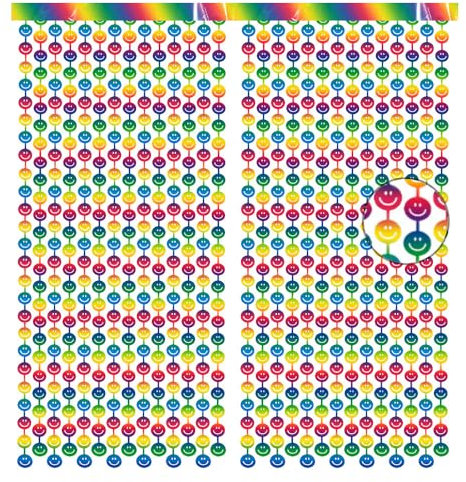 Party Deko Smiley 2er Pack Geburtstag Deko Regenbogen Deko Kindergeburtstag Lametta Vorhänge Bunt Party Zubehör Foto Hintergrund Wand Luftschlangen Deko für Mädchen Junge