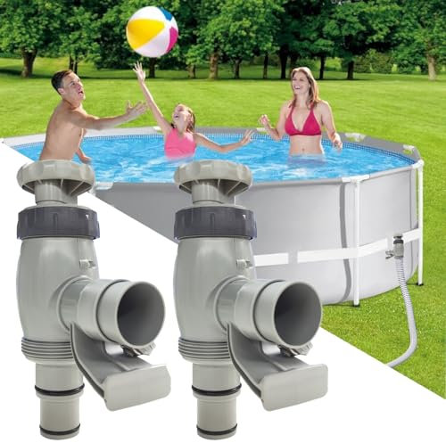 Shunfaji Grifo de piscina sobre el suelo Plus con conexión de manguera de 32/38 mm, paquete de 2, plástico, válvula de piscina sobre el suelo, 4364603031