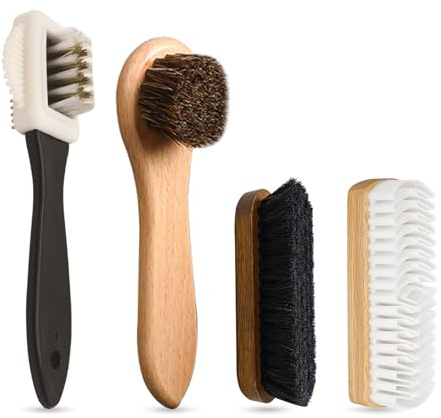 FEMONGY 4-Teiliges Set Wildlederbürste für Schuhe, rosshaarbürste, schuhputzsets, rosshaarbürste, schuhbürste, schuhbürsten, schuhputzbürste für Rauleder, Nubuk, Wildleder und Veloursleder