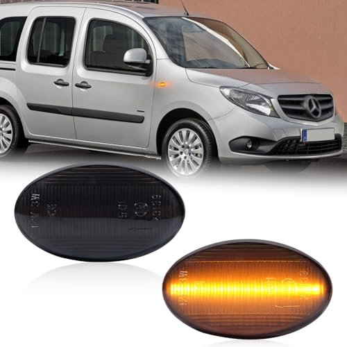 POPMOTORZ LED Seitenblinker Blinker Schwarz mit Canbus Fehlerfrei 2835 SMD für Mercede-s Benz Smart W450 W452 A-Class W168 Citan W415 Vito W639 Vito W447, 2 Stück