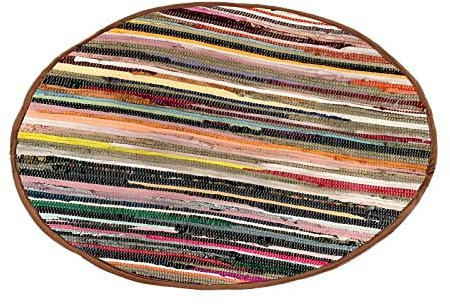 RelianceUK Handmade Chindi Rug Ideal for Indoor & Outdoor Use, Kitchen & Garden, Washable Rag Rugs Door Mats, Floor Mat, 100% Recycled, Multi Colour Rugs (60 x 60 cm, Round)
