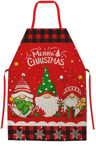 Rayson Delantal de Navidad Rojo Para Barbacoa y Cocina - Neutro, Ajustable, Fiesta de Papá Noel