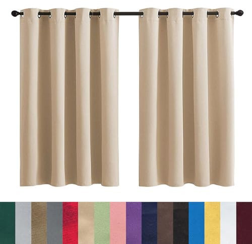 GAIFNAG Vorhang Blickdicht Thermovorhang 80 x 80 cm Wärmeisolierend, Vielen Farben Und Ausführungen Fadenvorhang Fadengardine Türvorhang für Hochzeit Fenster Wohnzimmer, Khaki