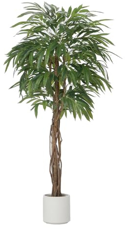 67 Artificial Faux Weeping Fig Tree in a Beige Resin Planter | Real Touch Fake Ficus Benjamina Tree