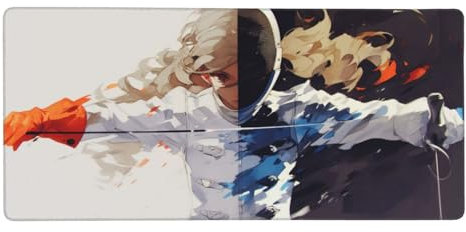 Mauspad Fechten, Athlet Mousepad XXL 500 x 250 x3 mm Gaming Mousepad mit Vernähte Kanten Wasserdicht und Rutschfester Mousepad für PC-Büro, Arbeit, Gaming, Studium, Laptop, Computer, Zuhause,Geschenke