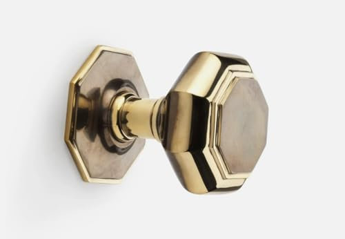 AB Hardware 110mm Aged Solid Brass Octagonal Centre Door Knob Pull Front Back Very Large