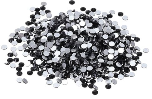 PATIKIL SS8/1440Pcs Glass Diamante Rhinestone, Man Made Gems, Black
