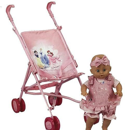 alles-meine.de GmbH 2 TLG. Set - Puppenwagen + Puppe - Princess - Sportwagen - Buggy - Prinzessinnen Hauck - Kinderpuppenwagen Kinderwagen für Puppen - rosa pink Arielle Schneewi..