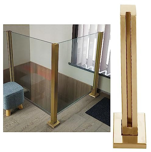 Geländer-Handlauf-Set aus goldfarbenem Glas mit modernen quadratischen Glasscheiben für den Innen- und Außenbereich, 85 cm Endpfosten