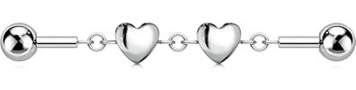 OUFER 14G Herz Industrial Piercing Chirurgenstahl 316L 38 mm Industrial Barbell Knorpel Ohrpiercing Helix Piercing Industrial Ohrpiercing für Frauen Industrial Bar
