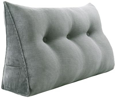 strusery Cuscino a cuneo in velluto a coste, grande, triangolare, per testiera da letto e riposo a letto, supporto per la lettura, posizionamento del cuscino (grigio, 100 x 50 x 20 cm)
