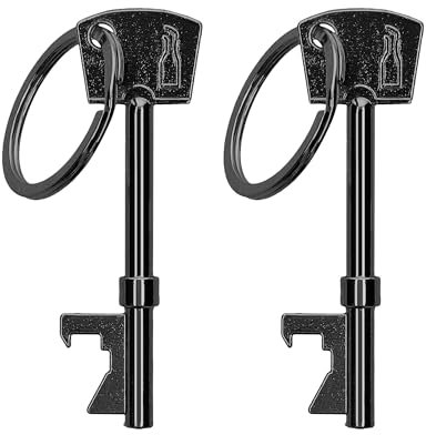 kwmobile Llavero de Llave Abrebotellas (Set de 2) - Llavero con Forma de Llave Abre Botella para Botellas de Cerveza - negro