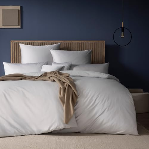 ESTELLA Mako-Satin Bettwäsche Set, 155x220 cm + 80x80 cm, Weiss | 100% Baumwolle, Deutsche Marke, Garantie Reißverschluss, Moderene Farben