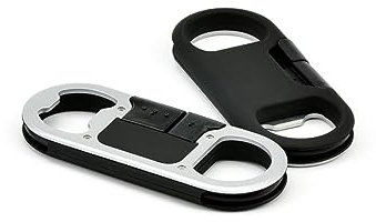 DOITOOL Multifunktionales USB Kabel mit Flaschenöffner Schlüsselanhänger Tragbares Ladekabel für Datenübertragung Synchronisation Schwarz