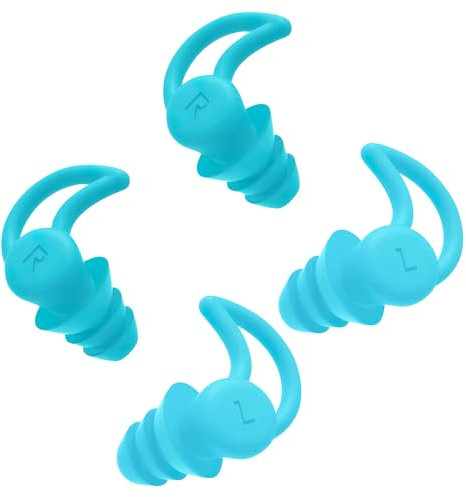 wilcractk Tapones oidos ruido con cancelacion suaves tipo loop earplugs antironquidos impermeables 2 pares azul para dormir, auriculares ideales para taller y dormitorio