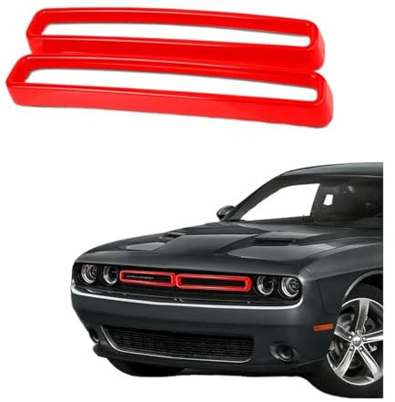 Front Kühlergrille Für Dodge Für Challenger 2015-2022 Schwarz Rot Gelb 2Pcs Front Grill Grille Einsätze Abdeckung Trim Facelift Grill(Red)