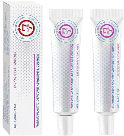 Adhesivo dentadura postmoplástica | 2X20G Kit reparación adhesivos dentadura postiza | Fuerte Dentaduras Adhesivas Gel Fijación | Cómodo sin zinc dientes postizos pegamento mejorar dentaduras