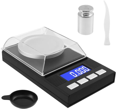 Feinwaage mit LCD Display 50g / 0.001g Ultra Präzise Trage Milligramm Waage Winddichte Digitalwaage MG Waage Taschenwaage Laborwaage Goldwaage Briefwaage zum Wiegen von Pulvern Schmuck und Medizin