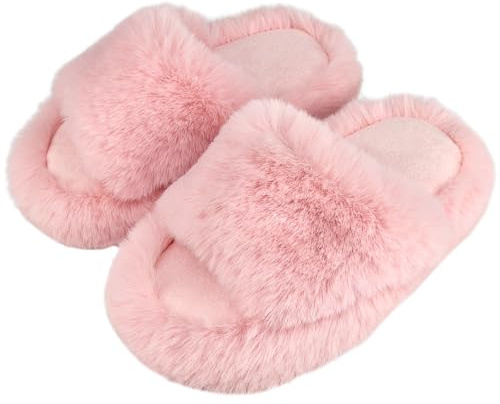 WUYISTAR Pantofole Bambina Pantofole con punta aperta in memory foam per Ragazze Scarpe Inverno per Bambini da casa calde in peluche