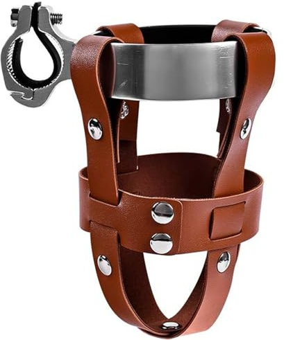 Porte-gobelet de vélo, Guidon Porte-gobelet de vélo réglable en Hauteur, Bouteille Antichoc, Boisson en Cuir Marron Vintage