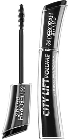 Deborah Milano, Mascara City Lift Volume, Mascara Nero, Effetto Liftante e Allungante, Mascara Tubing Long Lasting fino a 36H, Scovolino in Fibra Conico per Applicazione Senza Grumi