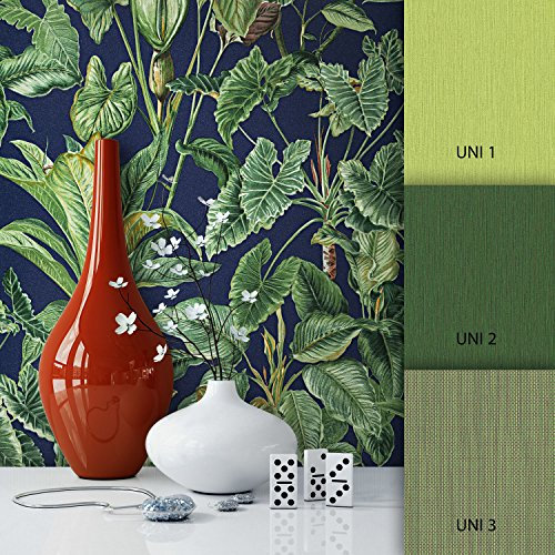 NEWROOM Blumentapete Tapete Grün Blumen Blätter Floral Vliestapete Vlies moderne Design Optik Blumentapete Modern inkl. Tapezier Ratgeber