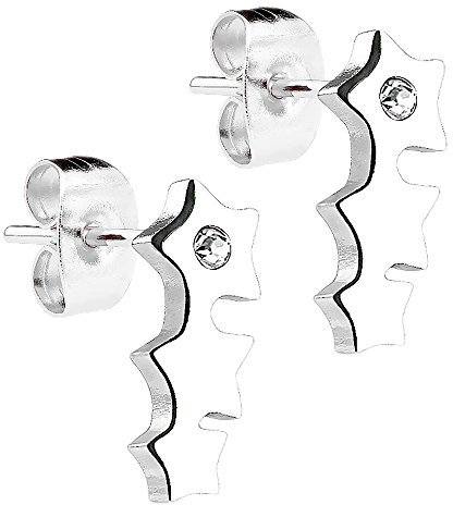Piersando Damen Ohrstecker Kleine Ohrringe aus Edelstahl Klein Stecker Triple Star Silber mit Strass Kristall Stein