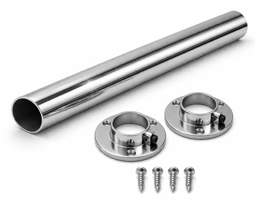 Round Wardrobe Rail 25mm Polished Chrome Hanging Tube for Wardrobes & Cupboards (600mm (0.6m) ~23.6″)