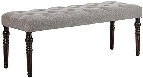 Roundhill Furniture Aneta Esszimmerbank, getuftet, Stoff, mit gedrehten Beinen, Grau/Fleece