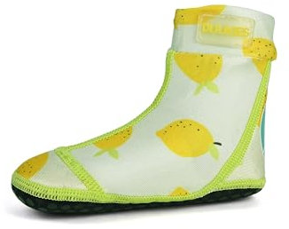 Duukies Kinder Beachsocken Lemon Mint Strandsocken Zitronen Motiv rutschfest, Farbe:Yellow, Socken:20-21