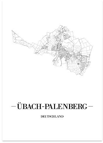 JUNIWORDS Stadtposter - Wähle Deine Stadt - Übach-Palenberg - 21 x 30 cm Poster - Schrift A - Weiß
